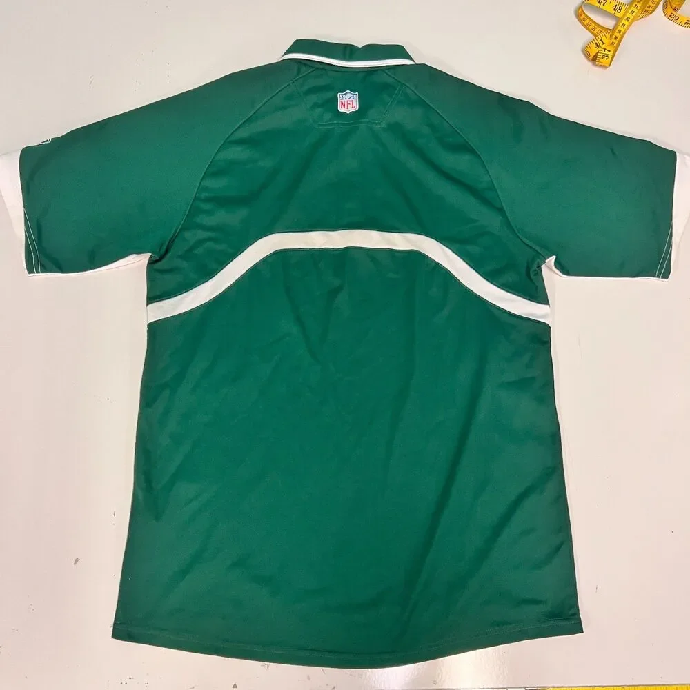 Reebok NFL New York Jets Sideline Polo Mens M Green Play Dry Coaches Golf Shirt